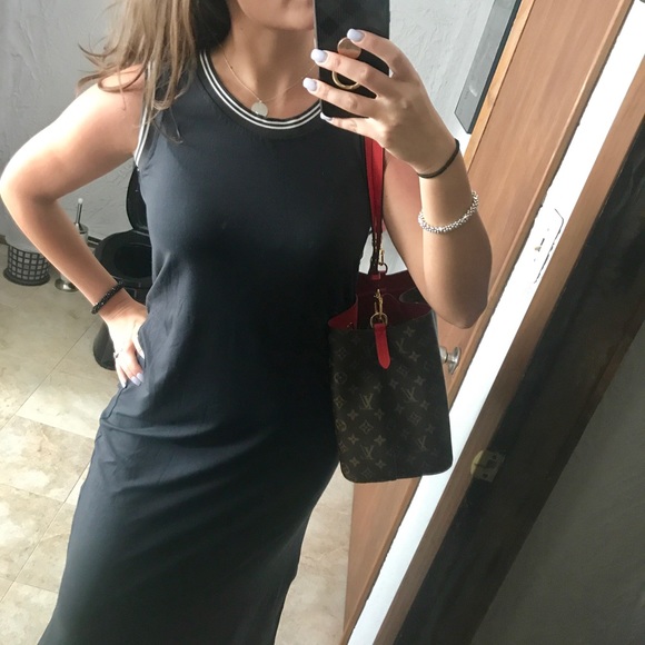 Charcoal grey Maxi with chic white stripe trim - Picture 3 of 8